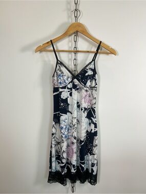 Peter Alexander Y2K Floral Slip Dress w Bow & Lace Trim